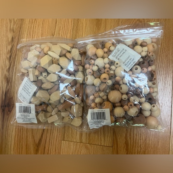 Wooden Beads New in Bags - Two  Bags One Pound Each - Different Shapes - Picture 2 of 4